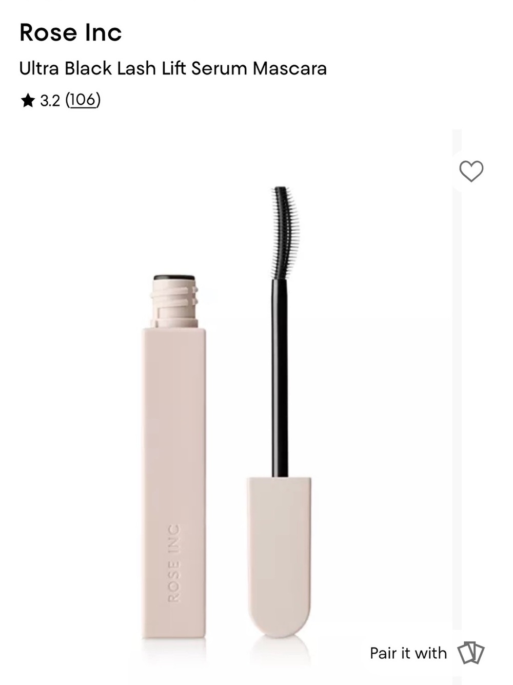 Rose Inc Ultra Black Mascara in Cream Tube